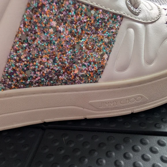 Jimmy Choo White Sneakers with Glitter Detail - Picture 9 of 10